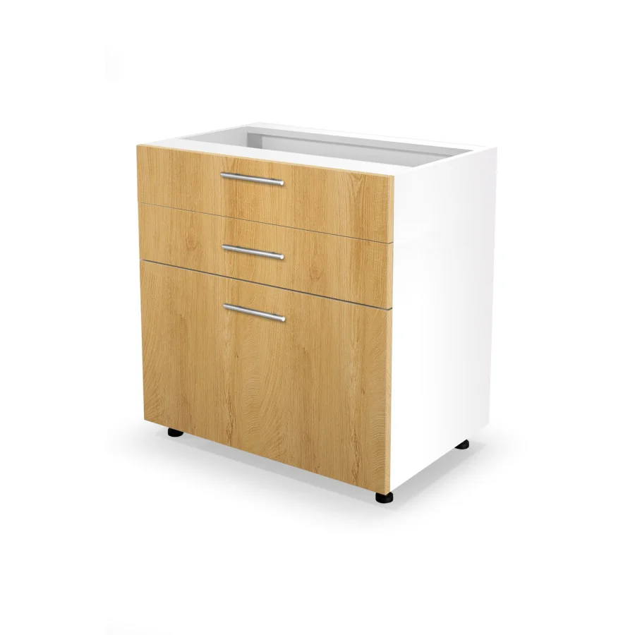 Lower cabinet with drawers VENTO D3S-80/82 honey oak order